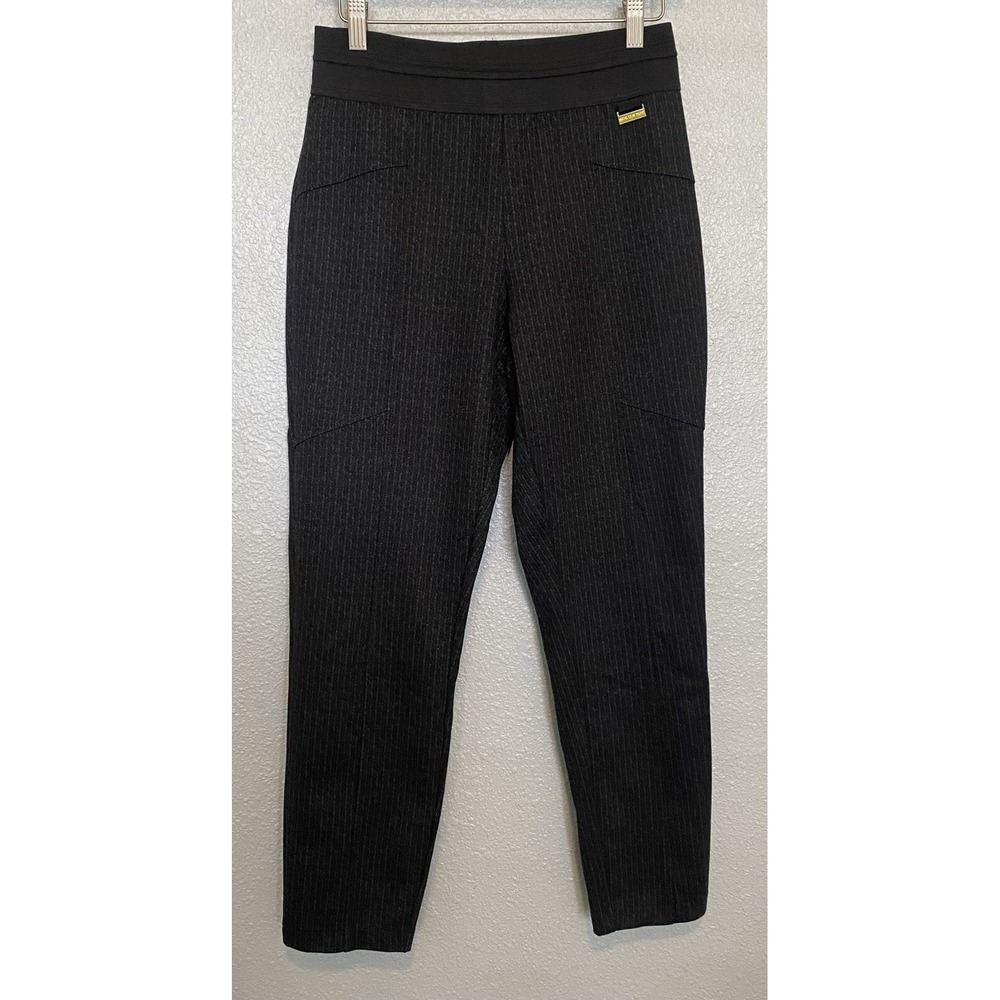Marc New York Pinstripe Tapered Slacks Medium Black Pull On - Picture 12 of 15